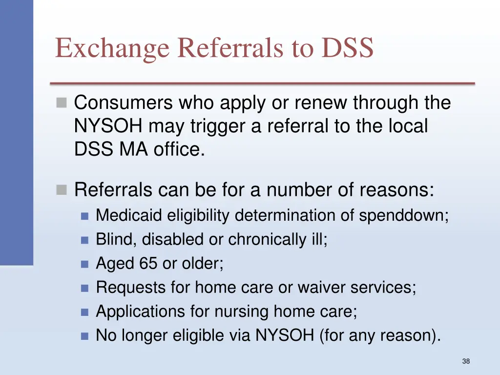 exchange referrals to dss