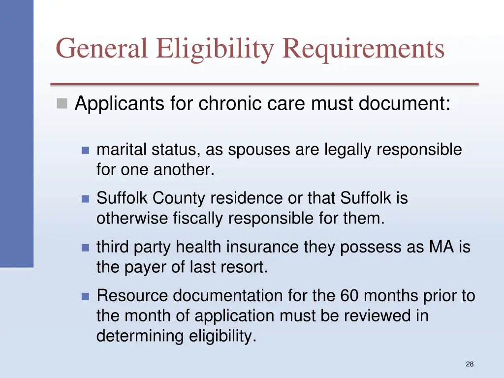general eligibility requirements