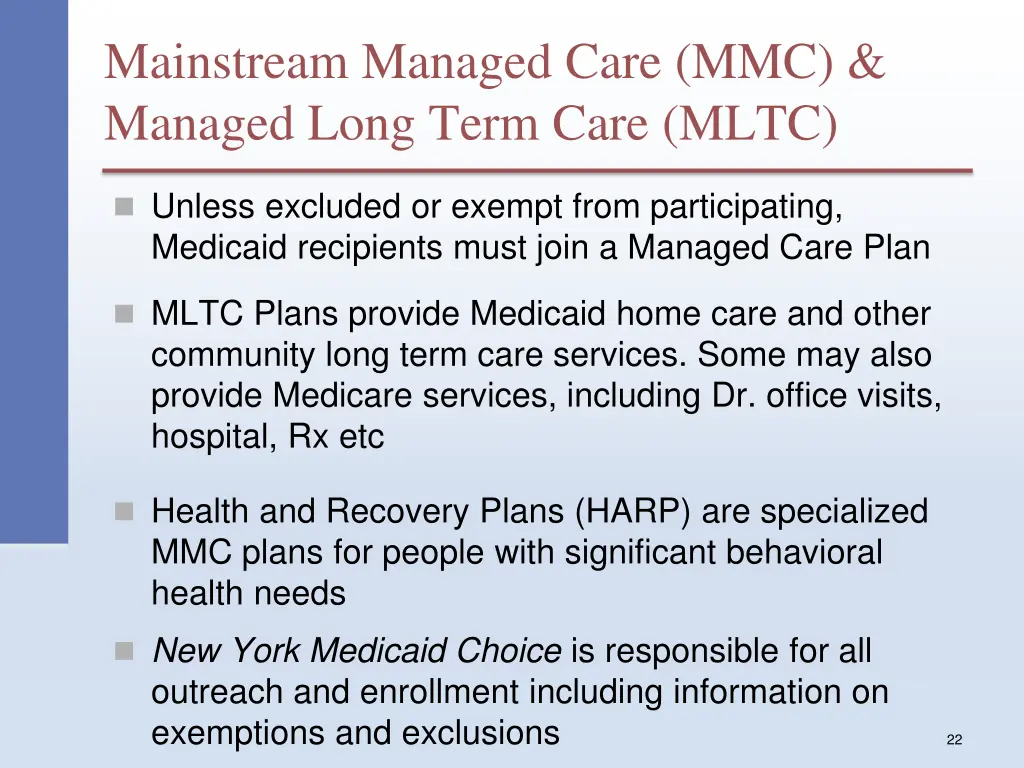 mainstream managed care mmc managed long term