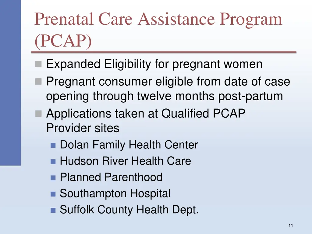prenatal care assistance program pcap