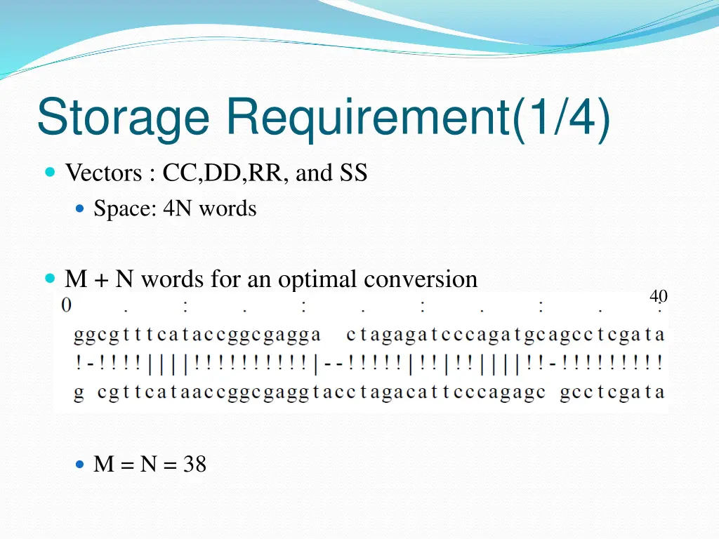 storage requirement 1 4 vectors