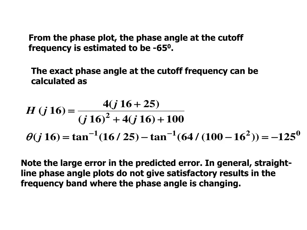 from the phase plot the phase angle at the cutoff