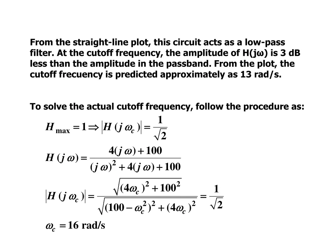 from the straight line plot this circuit acts