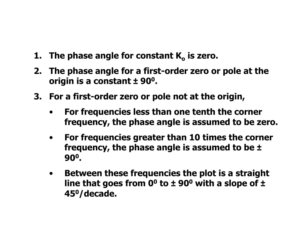 straight line phase angle plots