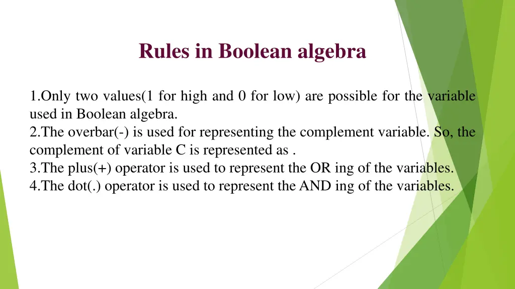 rules in boolean algebra