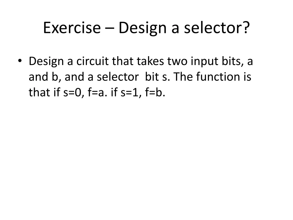 exercise design a selector