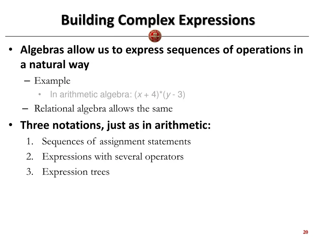 building complex expressions