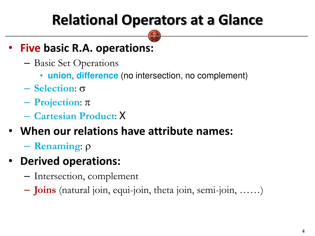 relational operators at a glance