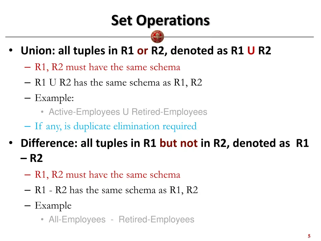 set operations
