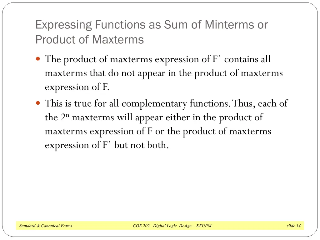 expressing functions as sum of minterms 1