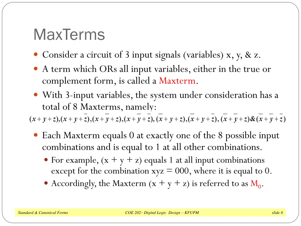 maxterms