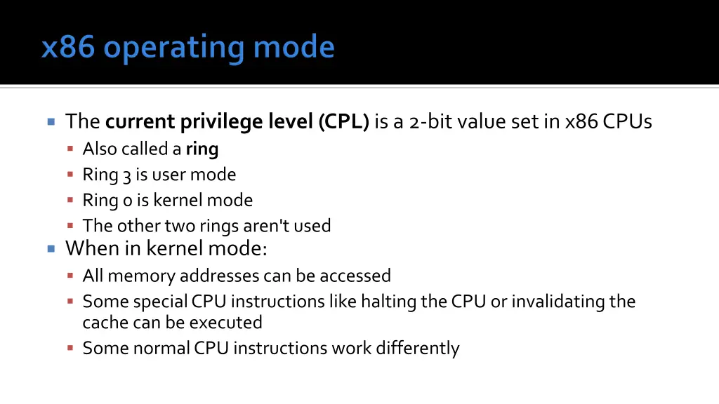 the current privilege level cpl is a 2 bit value