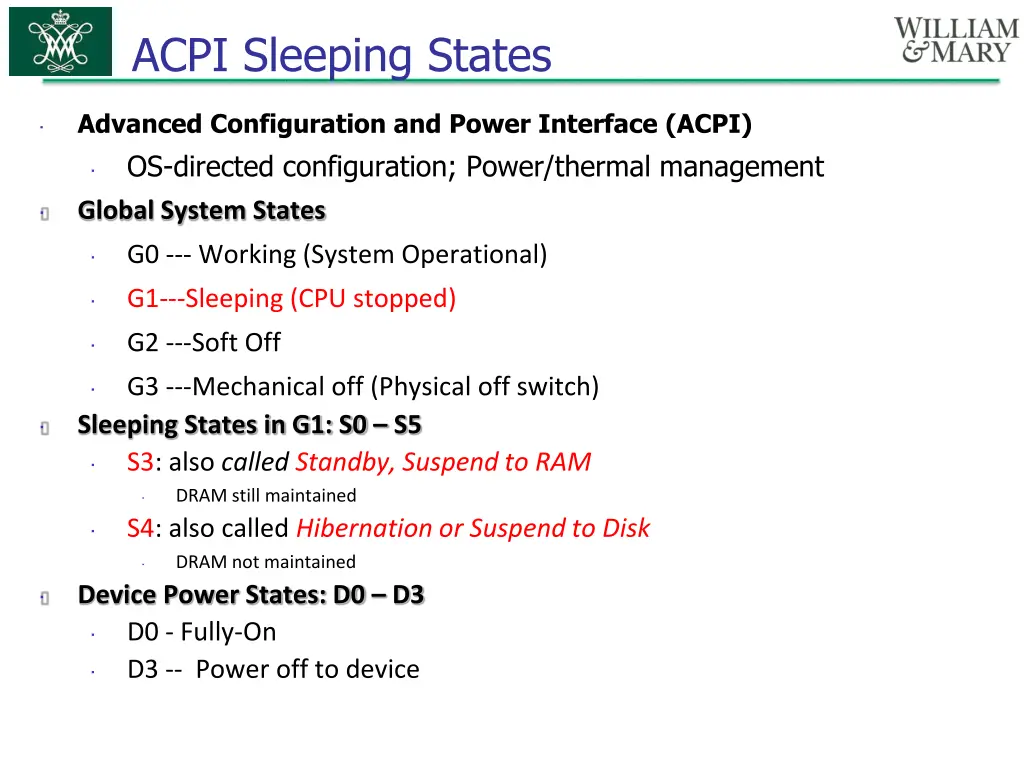 acpi sleeping states