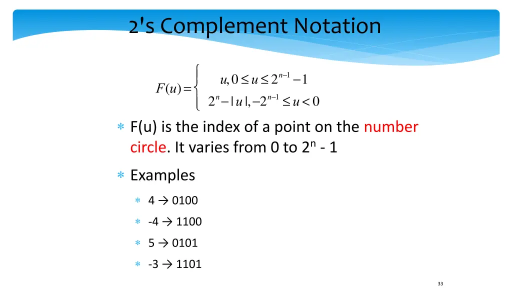 2 s complement notation