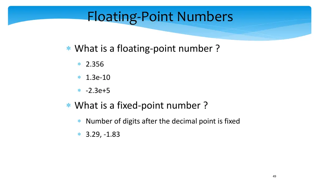 floating point numbers