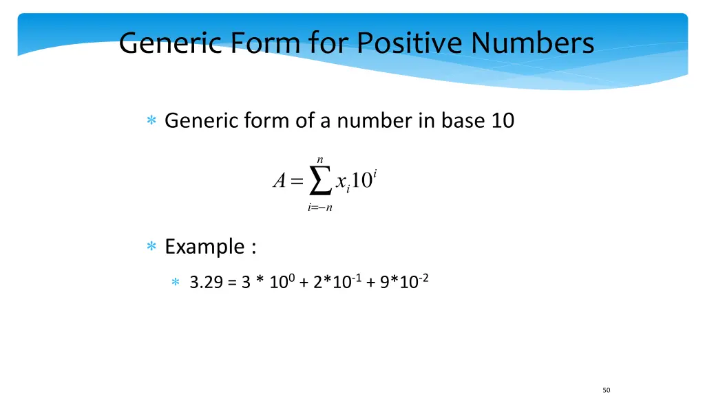 generic form for positive numbers