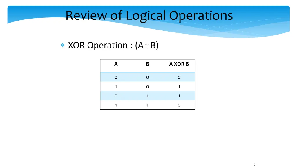 review of logical operations 1