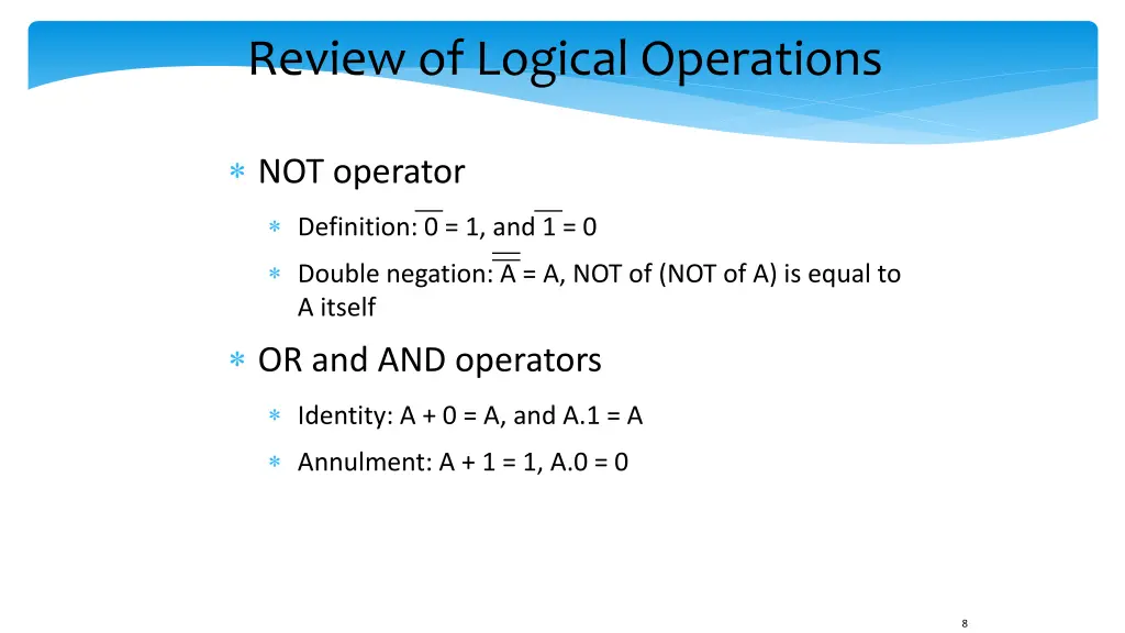 review of logical operations 2