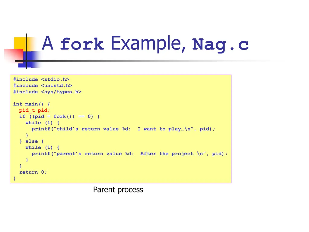 a fork example nag c