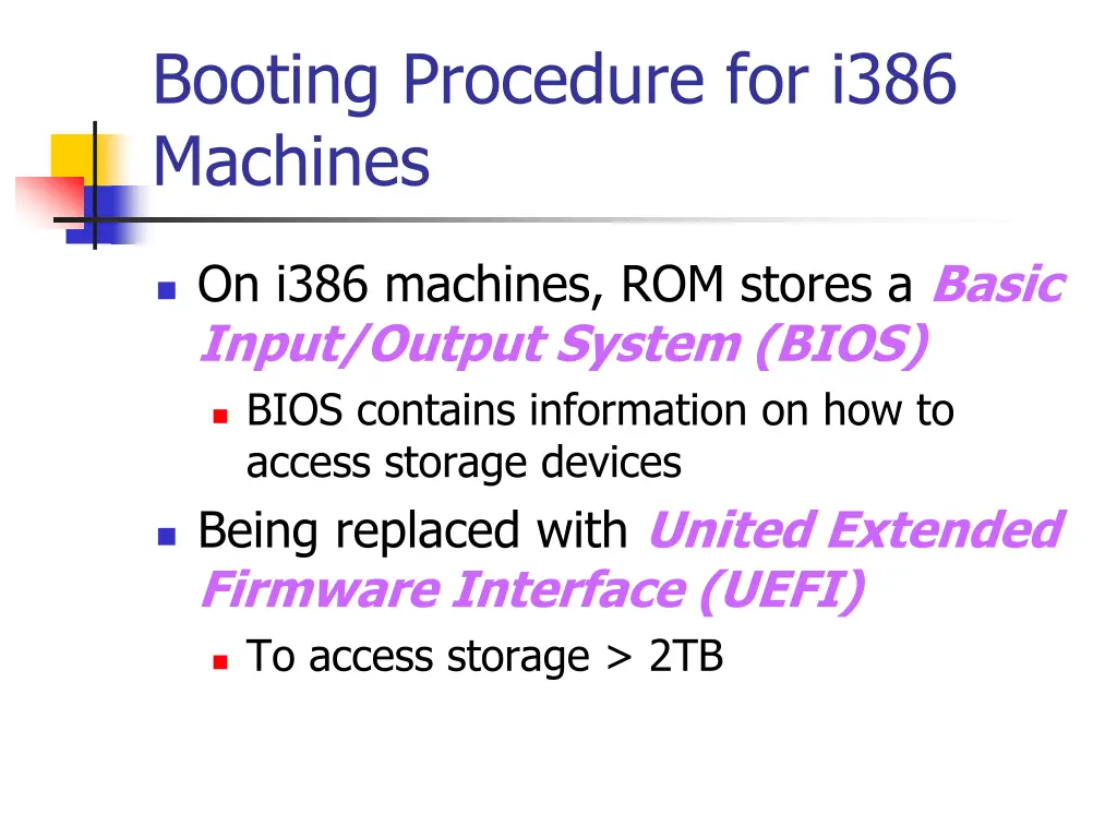 booting procedure for i386 machines