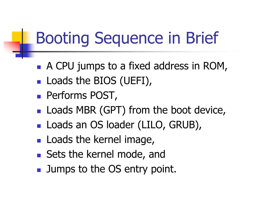 booting sequence in brief