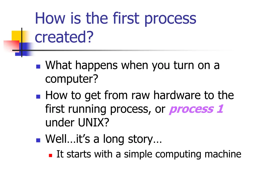 how is the first process created