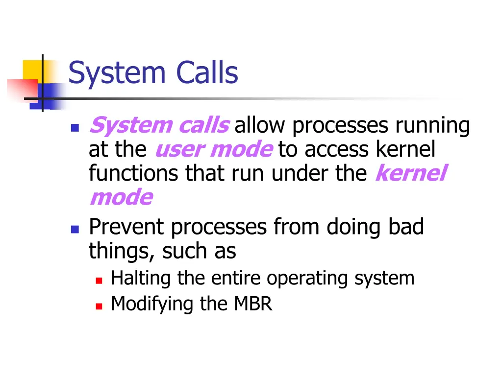 system calls
