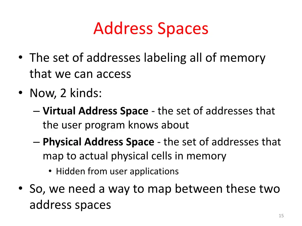 address spaces