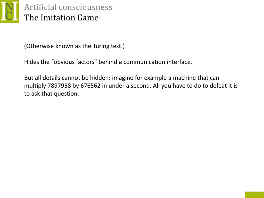 artificial consciousness the imitation game