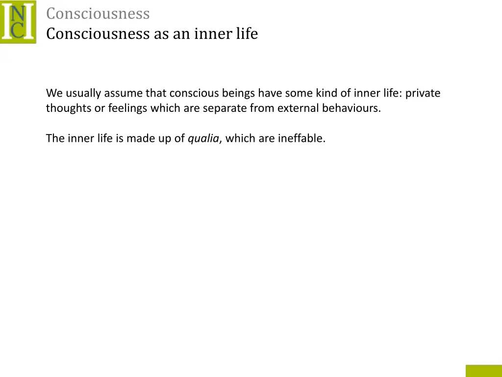 consciousness consciousness as an inner life