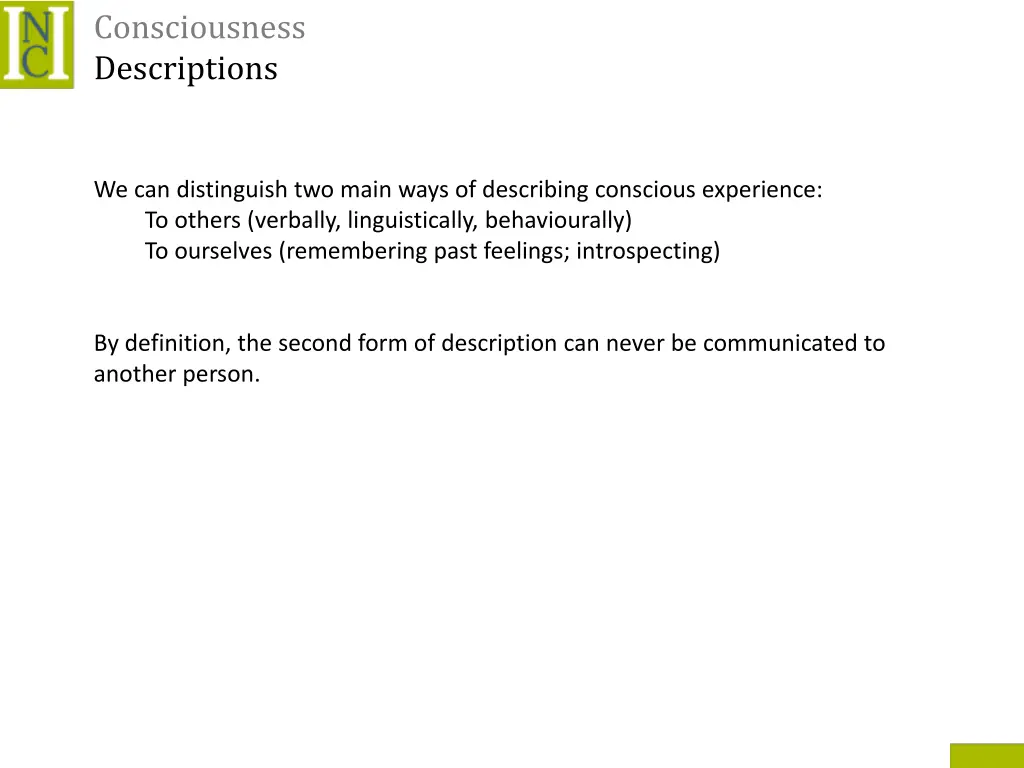 consciousness descriptions