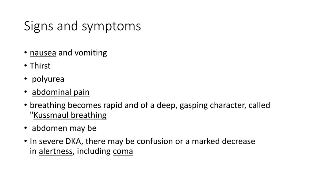 signs and symptoms