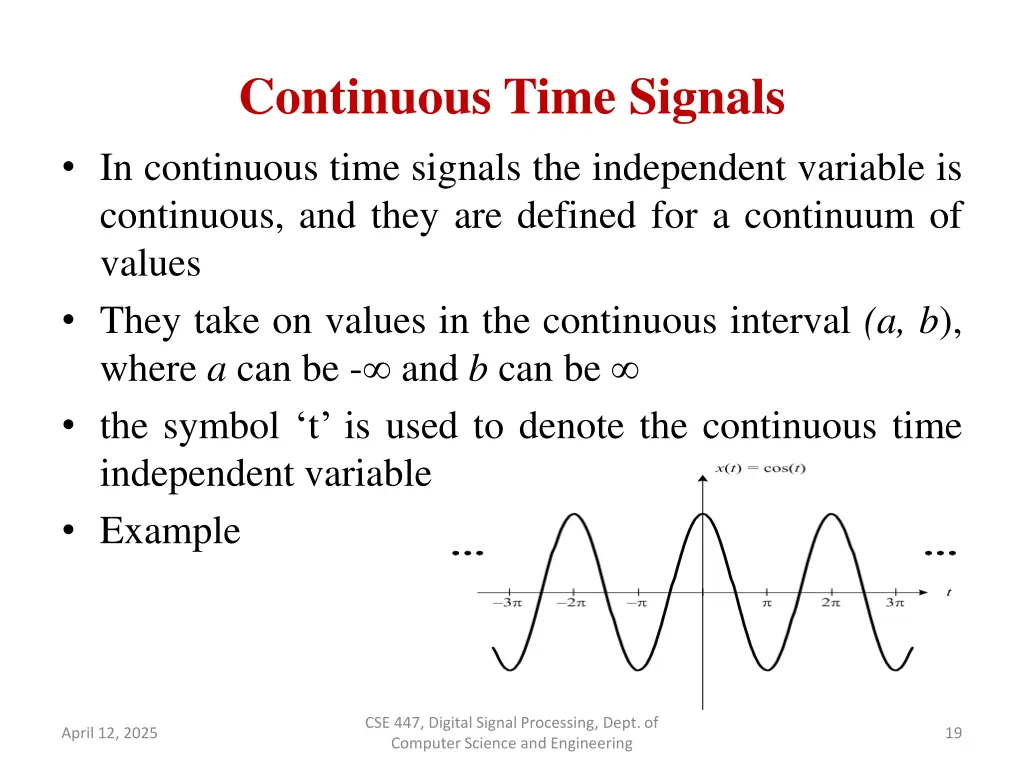 continuous time signals in continuous time