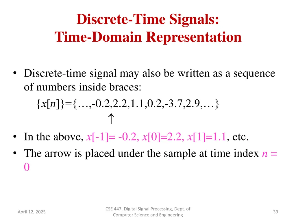 discrete time signals time domain representation 1