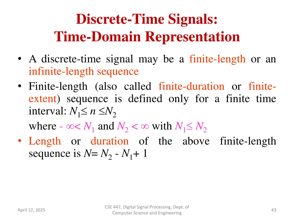 discrete time signals time domain representation 11