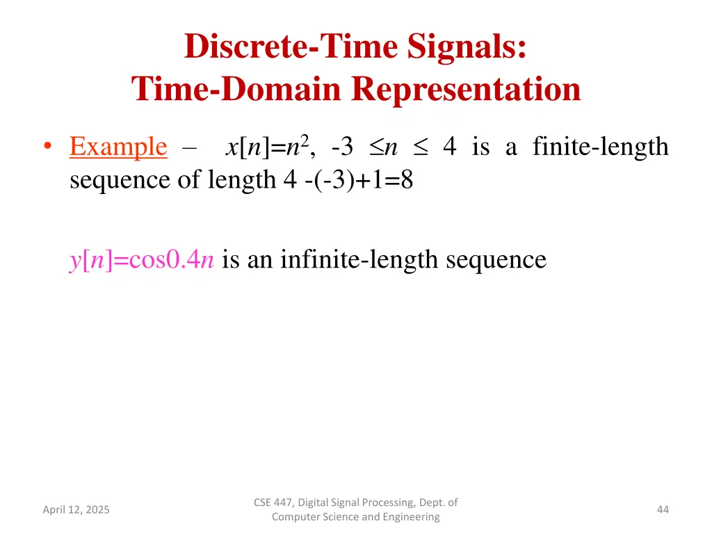 discrete time signals time domain representation 12