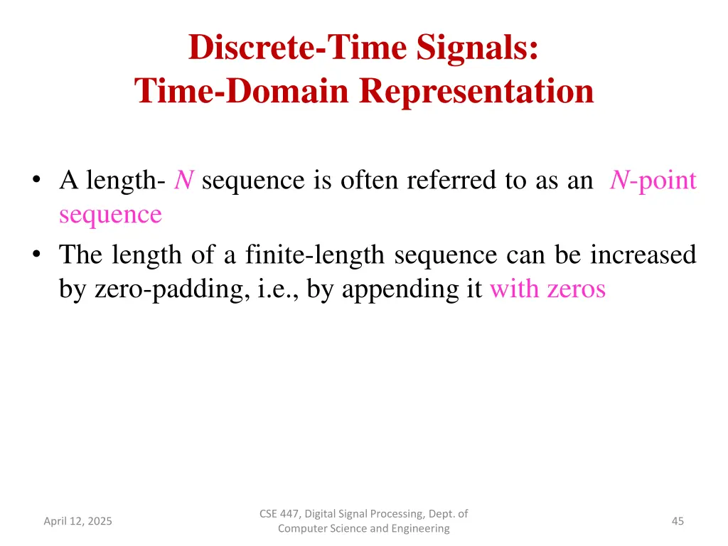 discrete time signals time domain representation 13