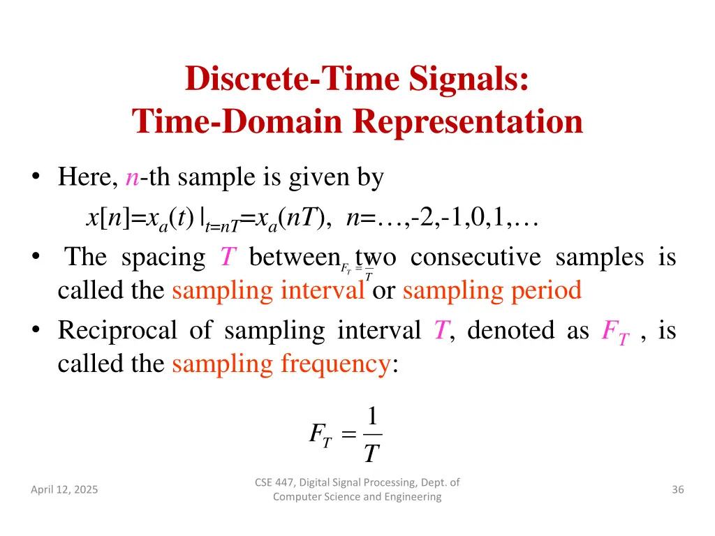 discrete time signals time domain representation 4