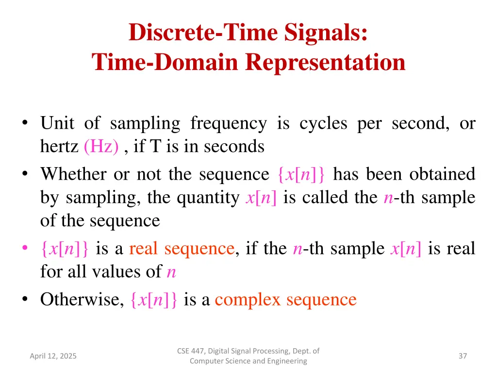 discrete time signals time domain representation 5