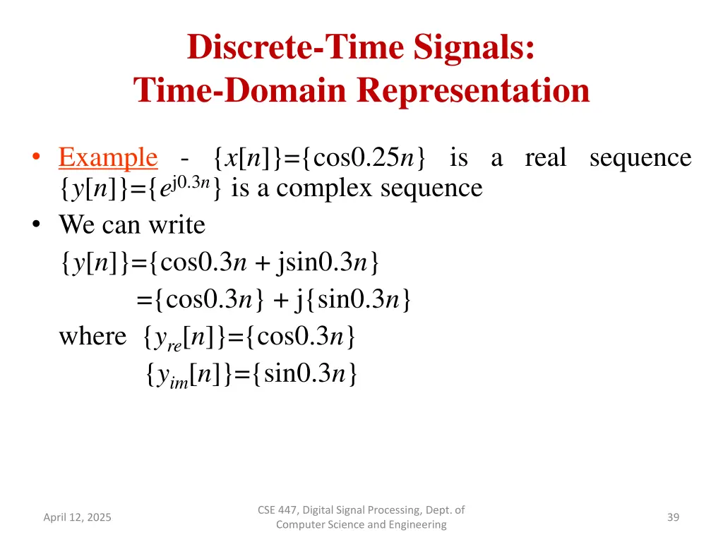 discrete time signals time domain representation 7