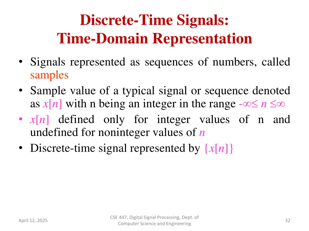 discrete time signals time domain representation