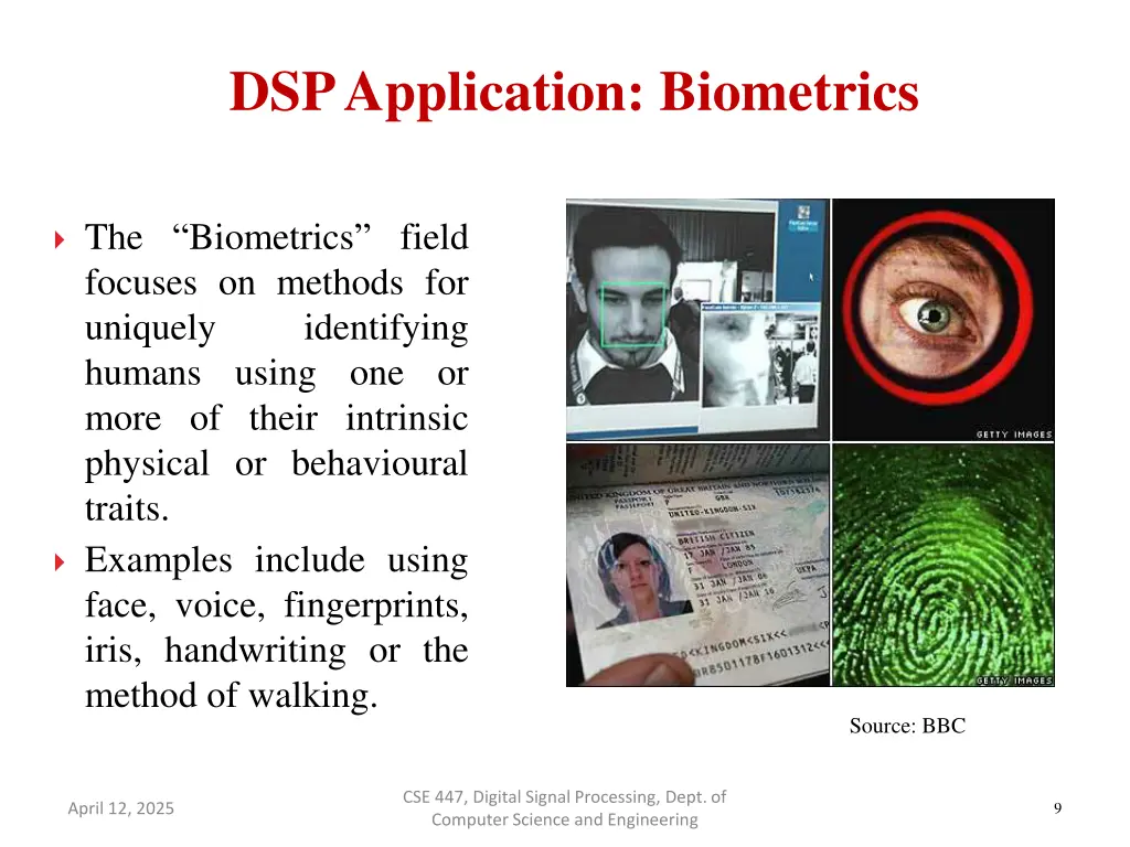 dsp application biometrics