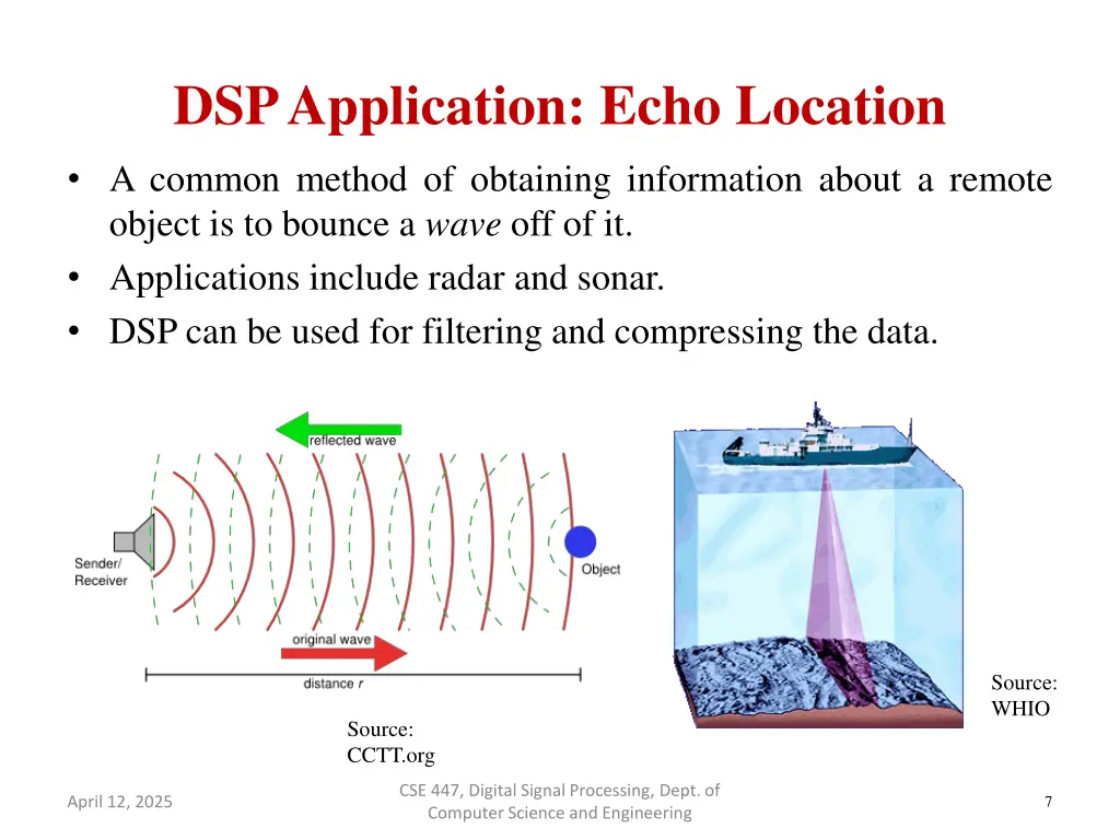dsp application echo location
