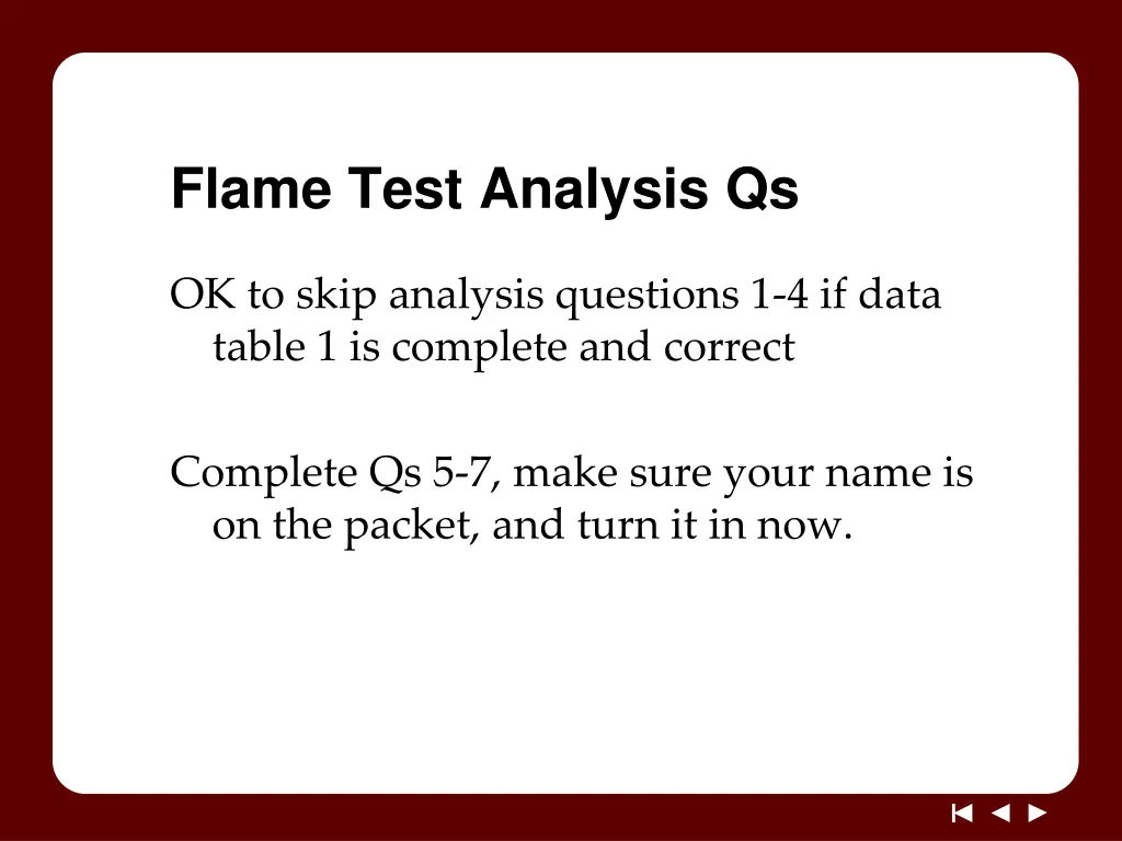 flame test analysis qs