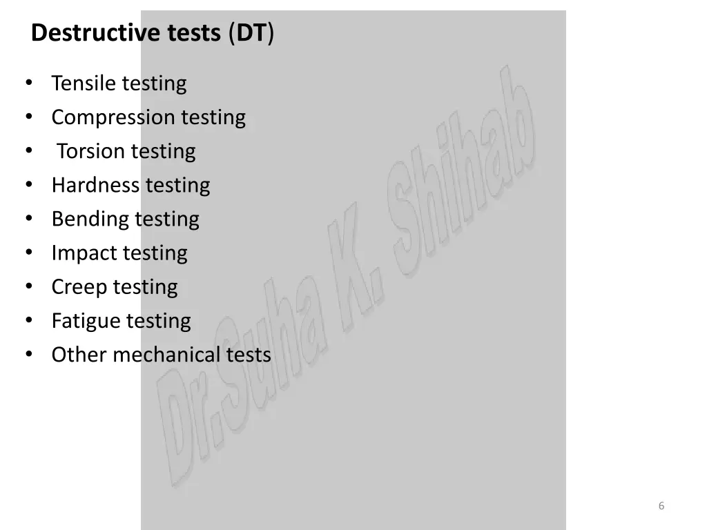 destructive tests dt