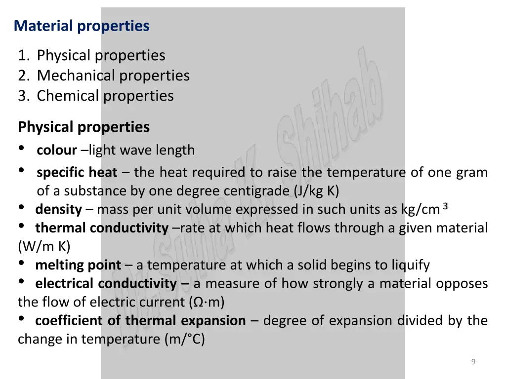 material properties