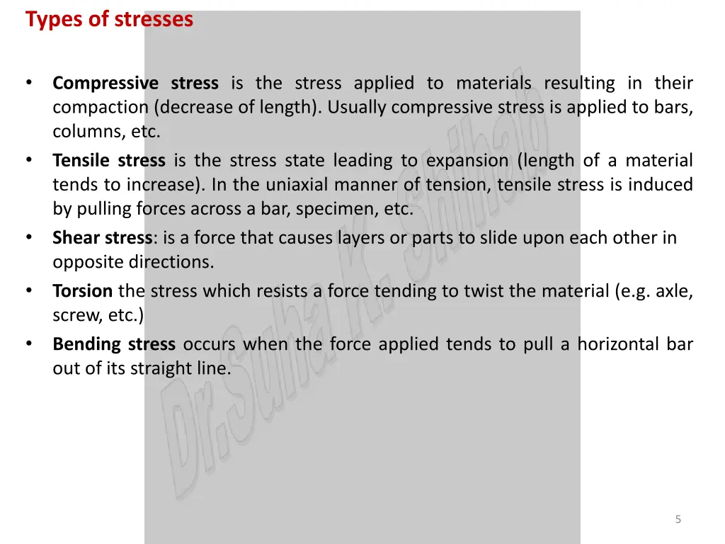 types of stresses
