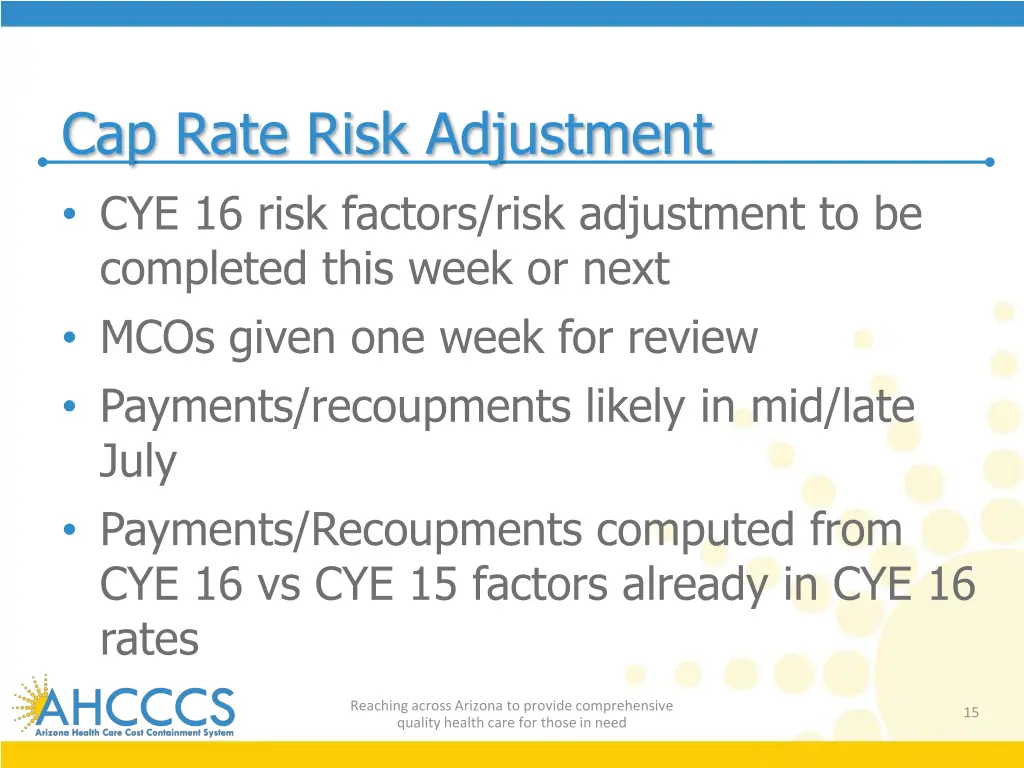 cap rate risk adjustment cye 16 risk factors risk