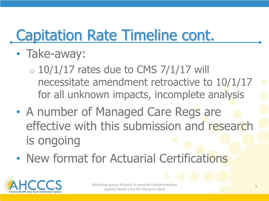 capitation rate timeline cont take away