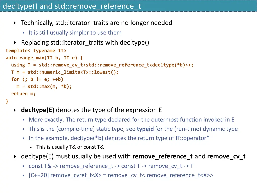 decltype and std remove reference t